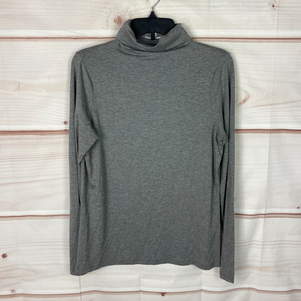 Pure Collection Top Women US 8 10 Gray Turtleneck Long Sleeve T-Shirt Solid Knit